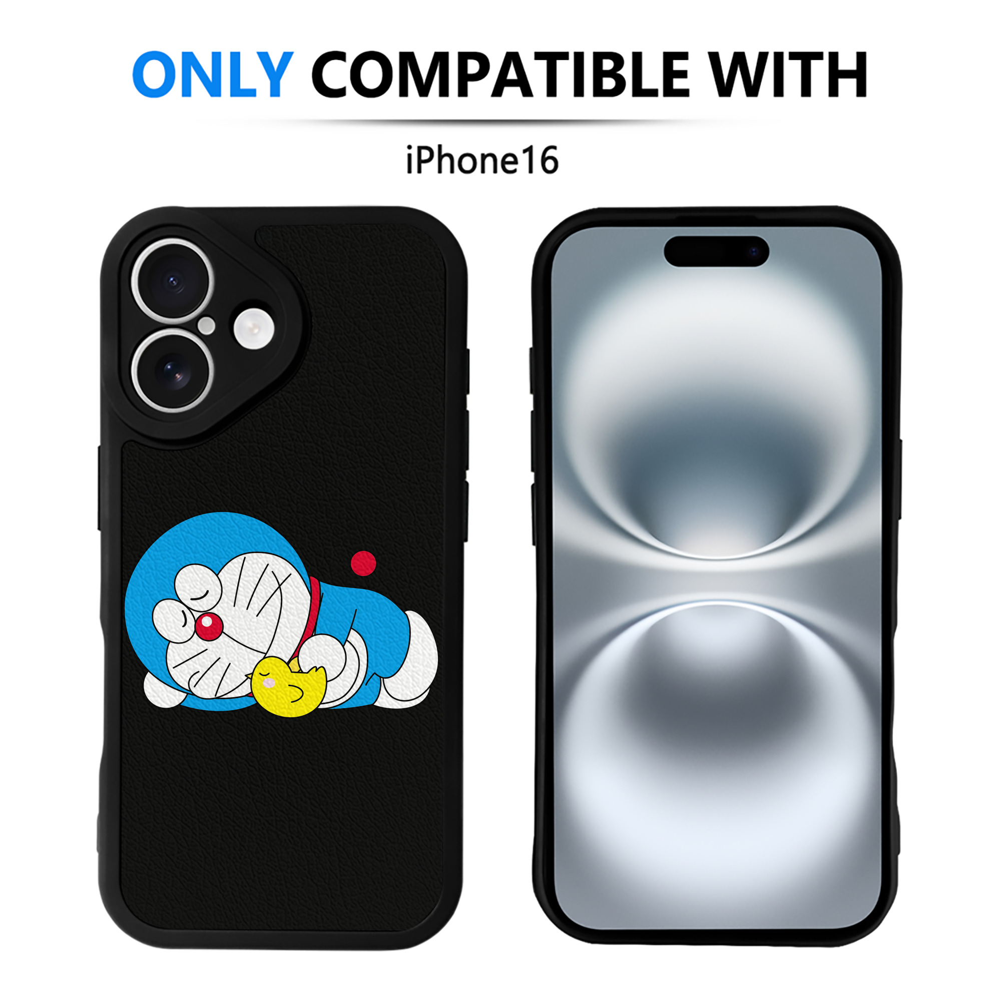 （画像用） ドラえもん Doraemon 【iPhone 16シリーズ対応】シリコンスマホケース（レザー調） 材質：シリコン